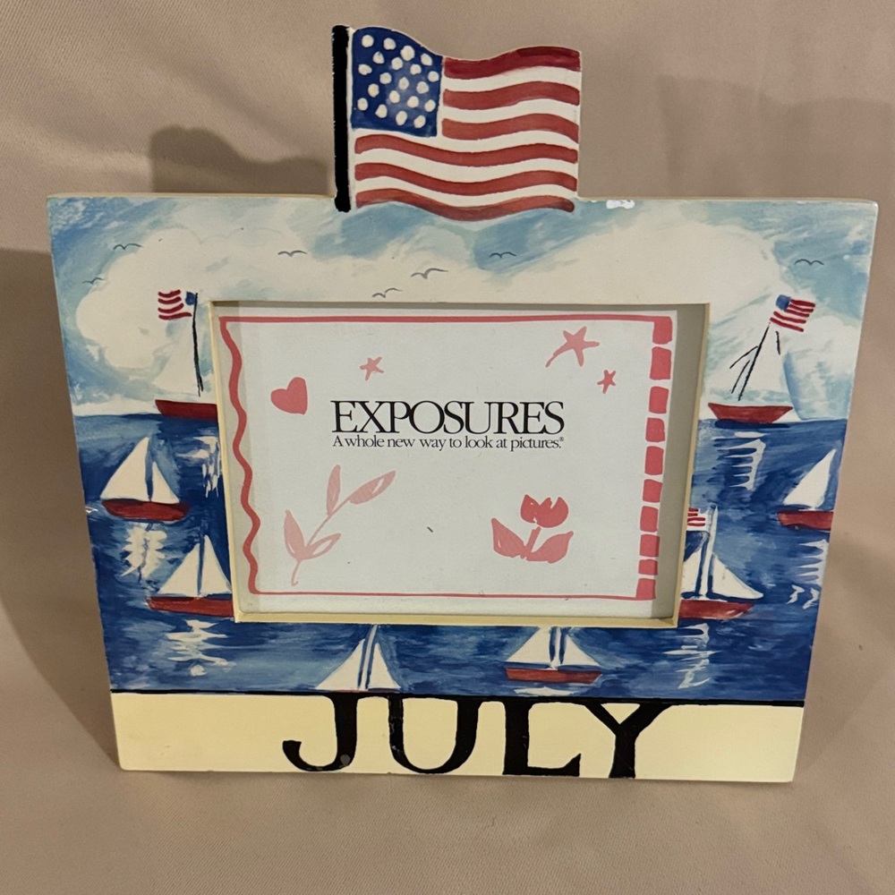 Patriotic July Picture Frame - Blue and Red